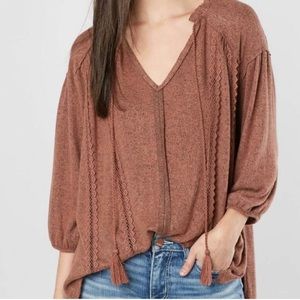Miss Me Oversized Fleece Top Rust Brown size Large